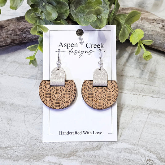 Leather/Wood/Metal Handcrafted Earrings-LWM-75