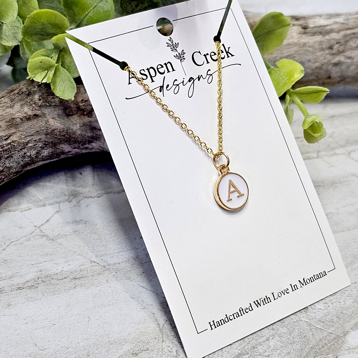 Gold Tone Enamel Initial Necklaces- NGEI-A