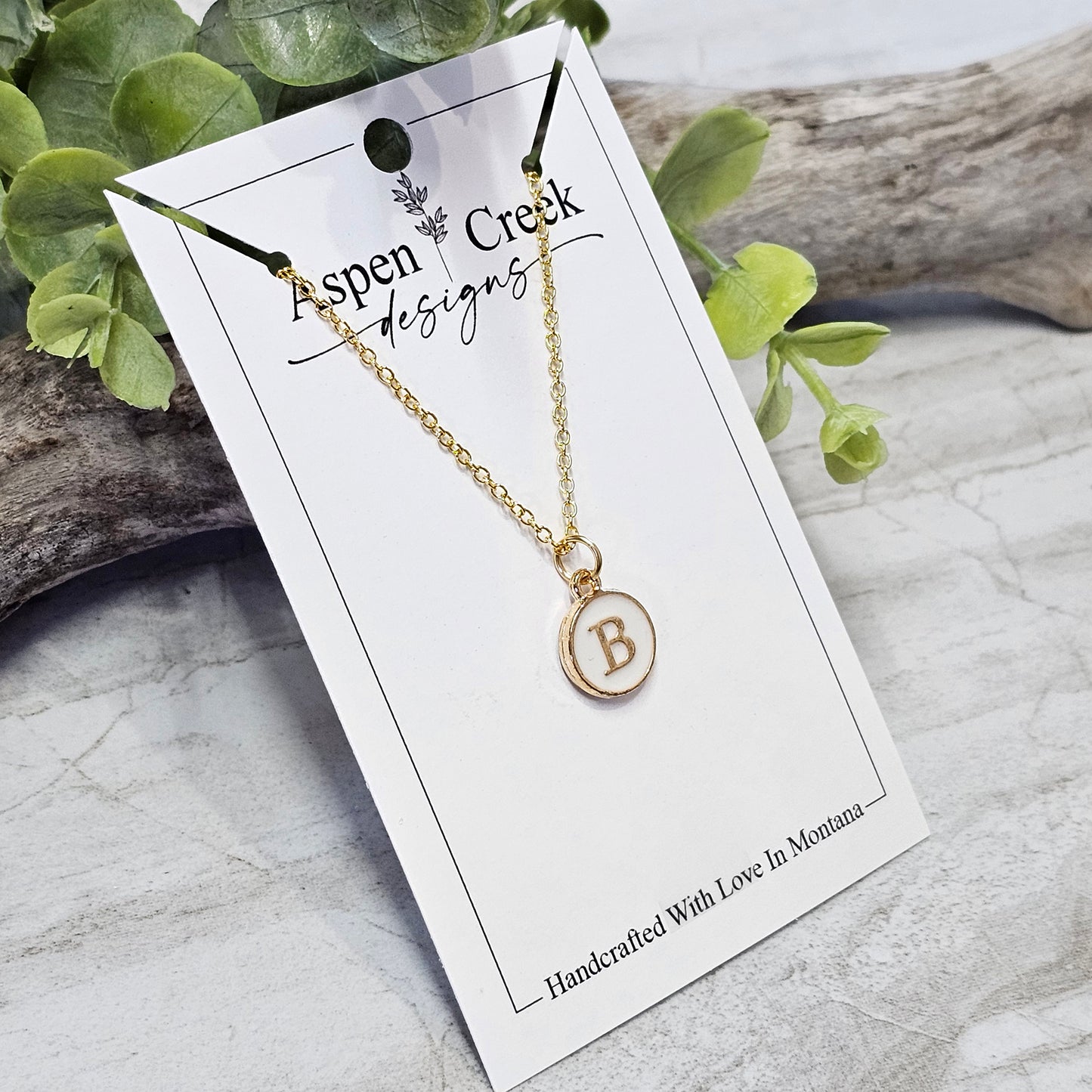 Gold Tone Enamel Initial Necklaces- NGEI-B