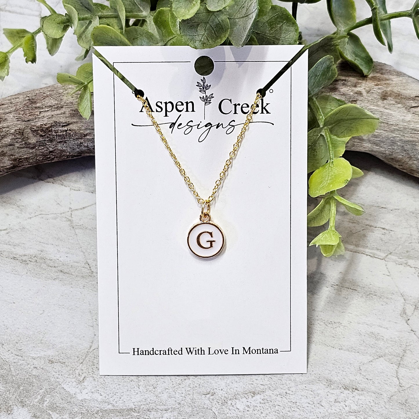 Gold Tone Enamel Initial Necklaces- NGEI-G