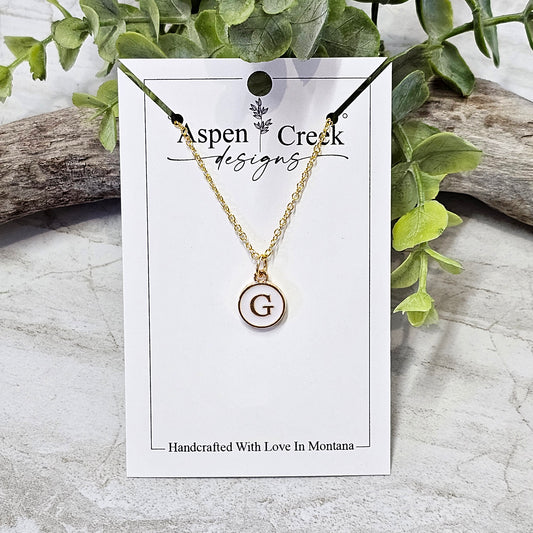 Gold Tone Enamel Initial Necklaces- NGEI-G