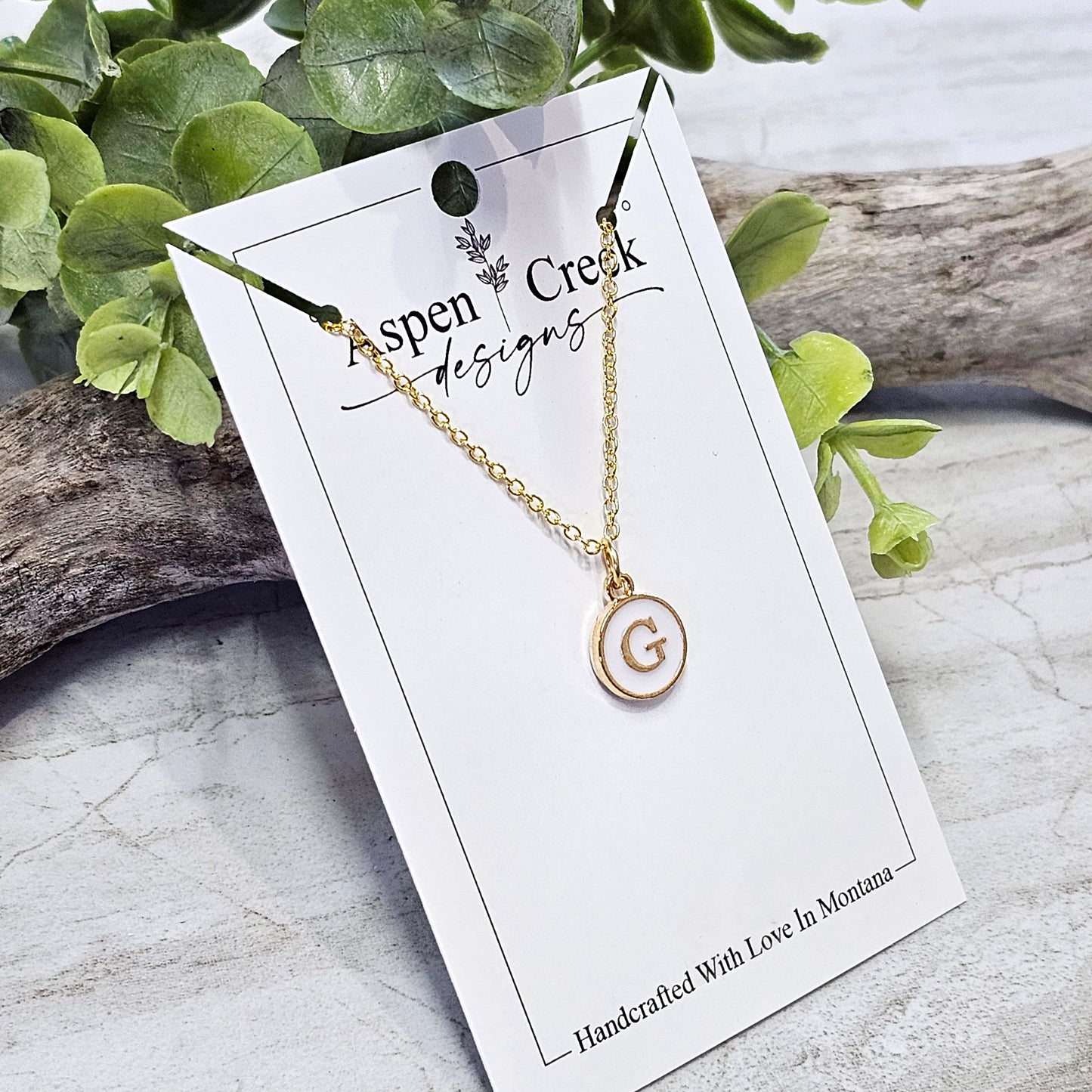 Gold Tone Enamel Initial Necklaces- NGEI-G