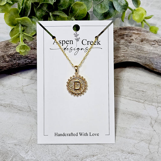 Gold Tone Initial Necklaces-NGI-D