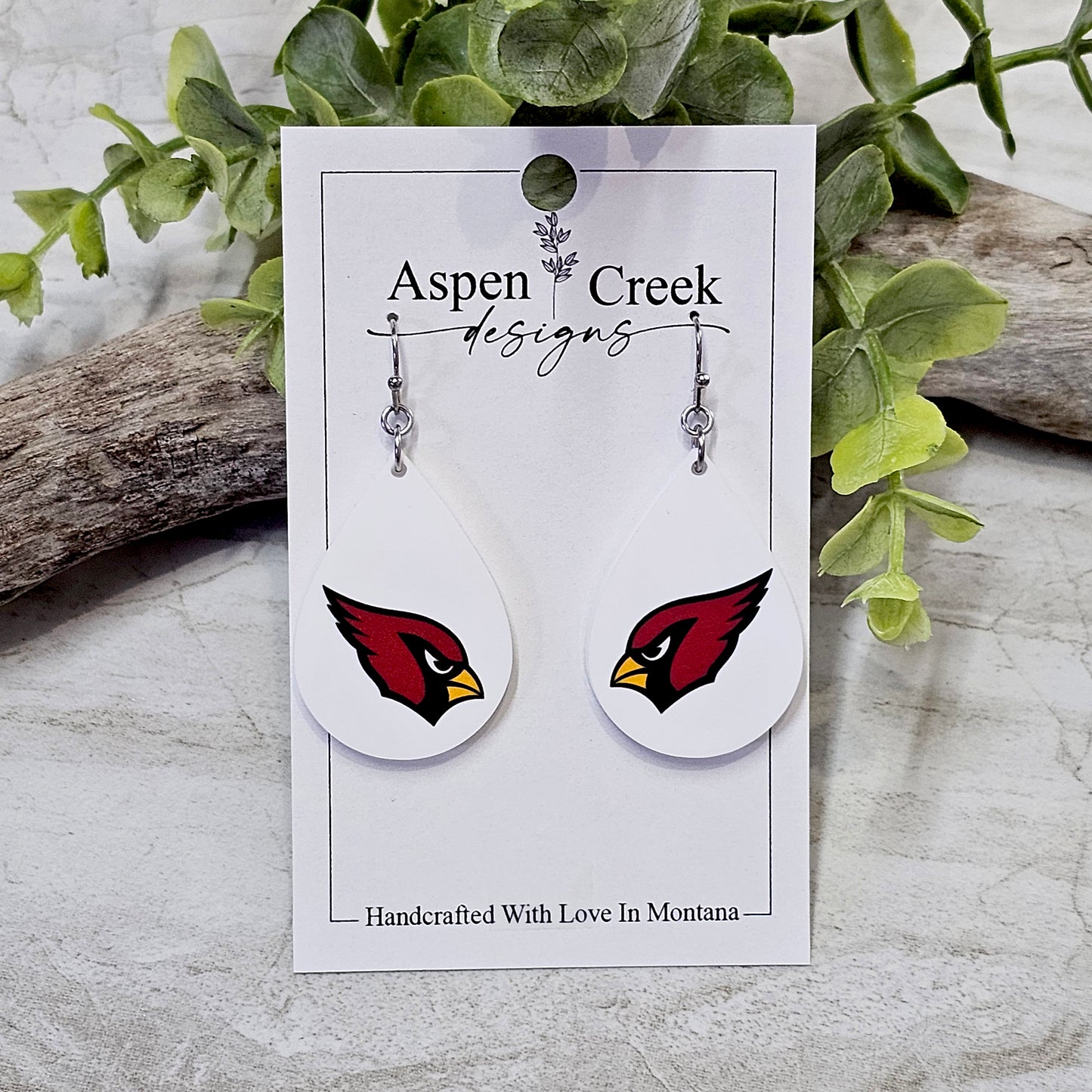 NFL Sublimation Earrings-76-Cardinals