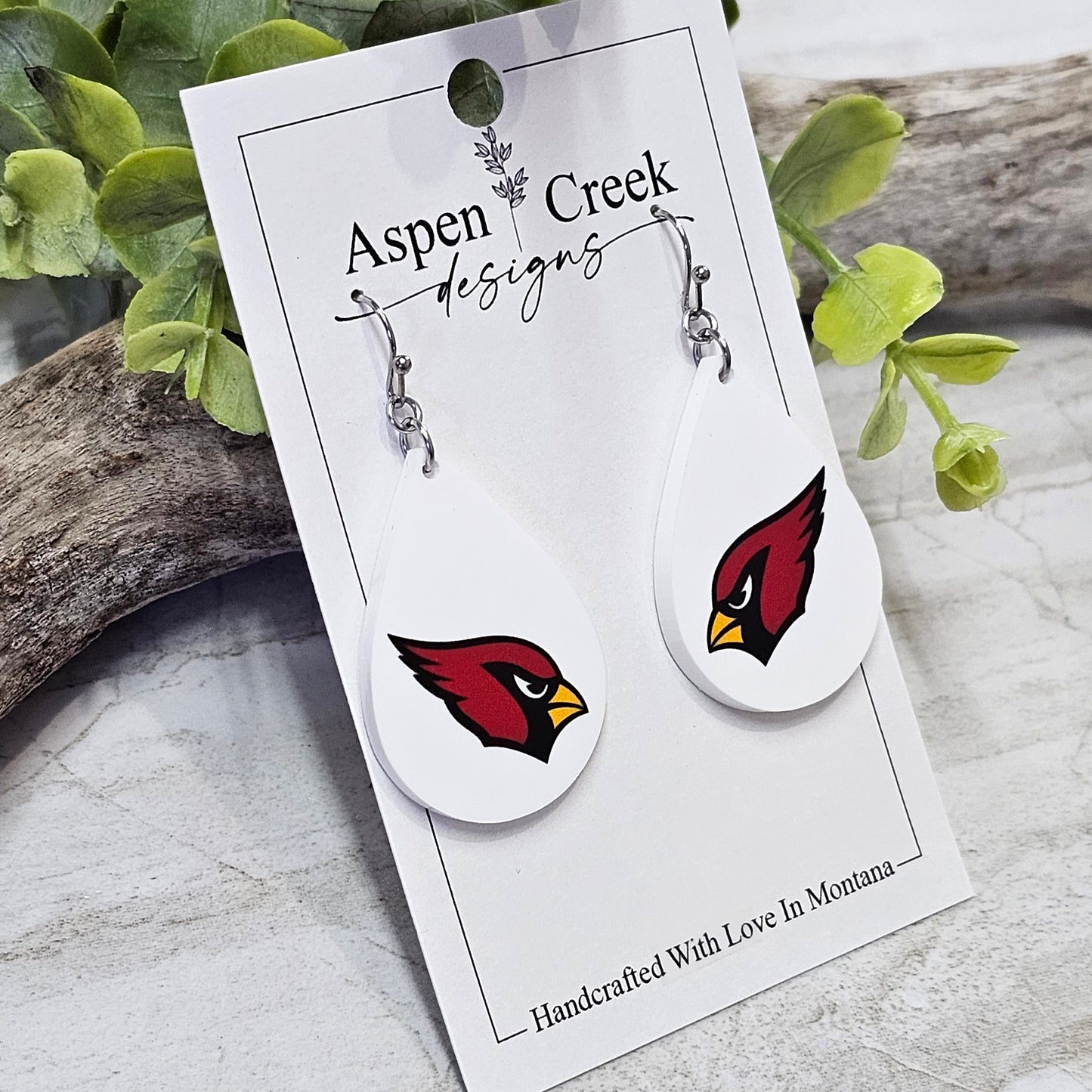 NFL Sublimation Earrings-76-Cardinals