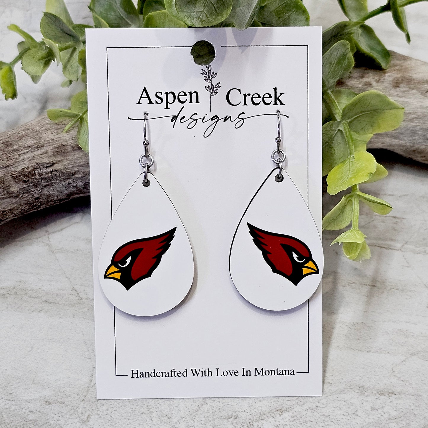 NFL Sublimation Earrings-77-Cardinals