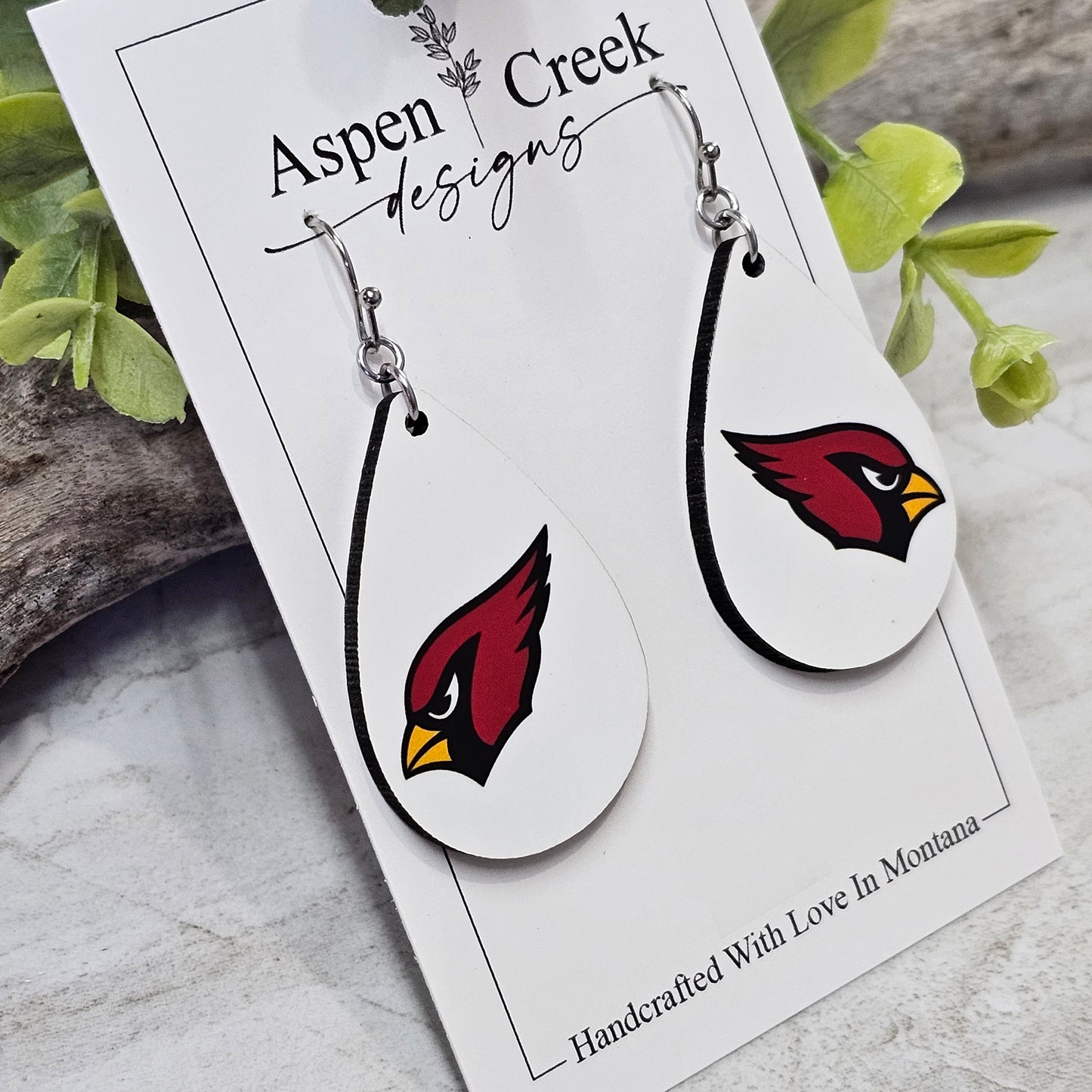 NFL Sublimation Earrings-77-Cardinals