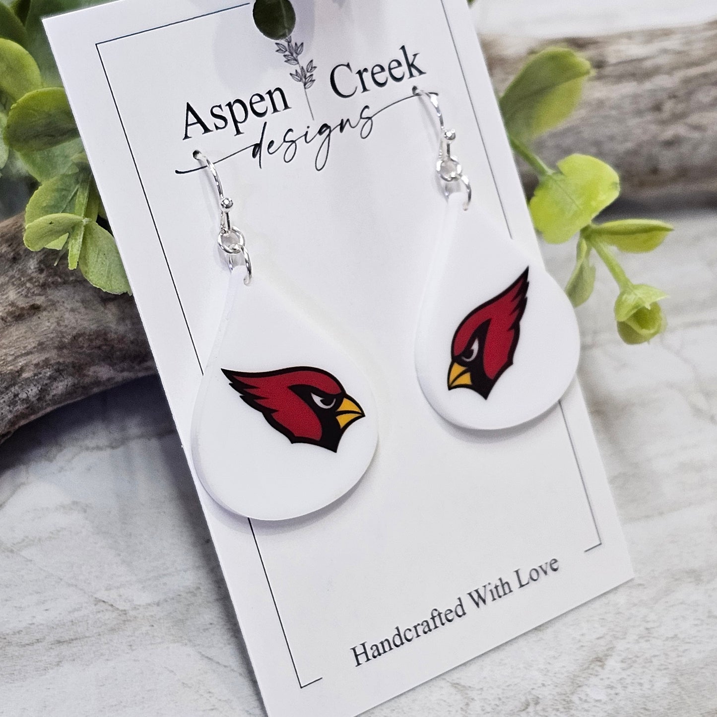 NFL Sublimation Earrings-78-Cardinals