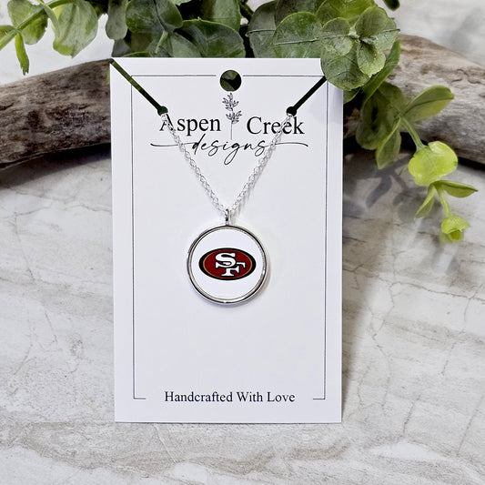 NFL Silver Bezel Sublimation Necklaces-NSN-49ers