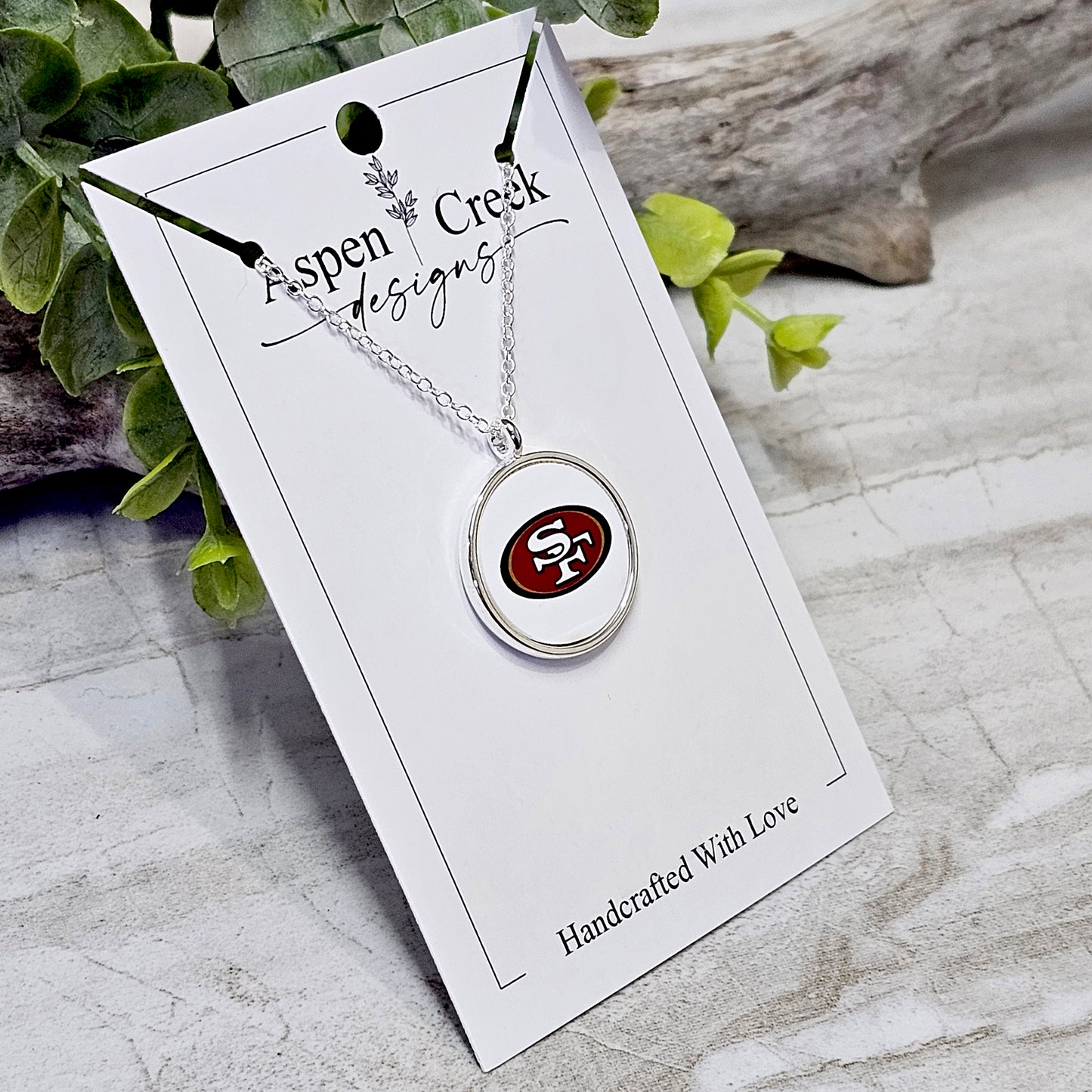 NFL Silver Bezel Sublimation Necklaces-NSN-49ers