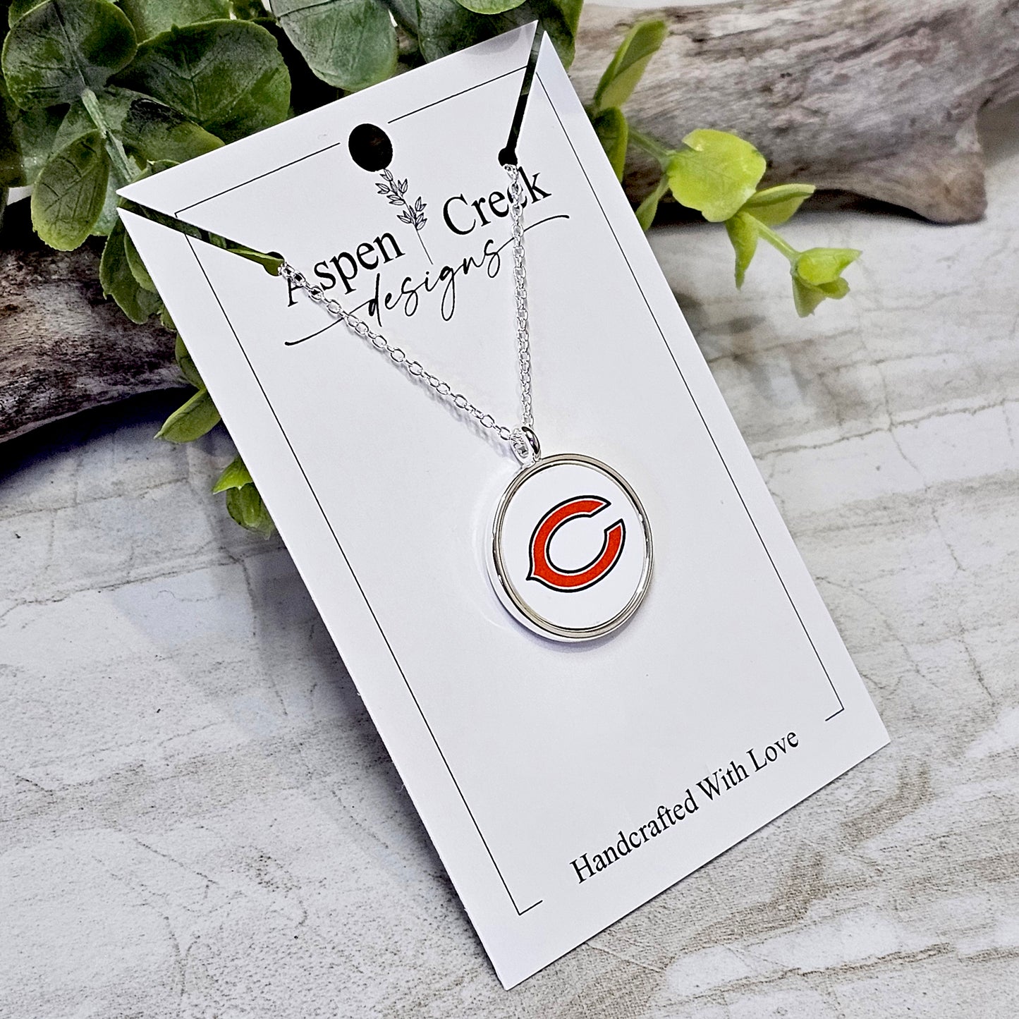 NFL Silver Bezel Sublimation Necklaces-NSN-Bears