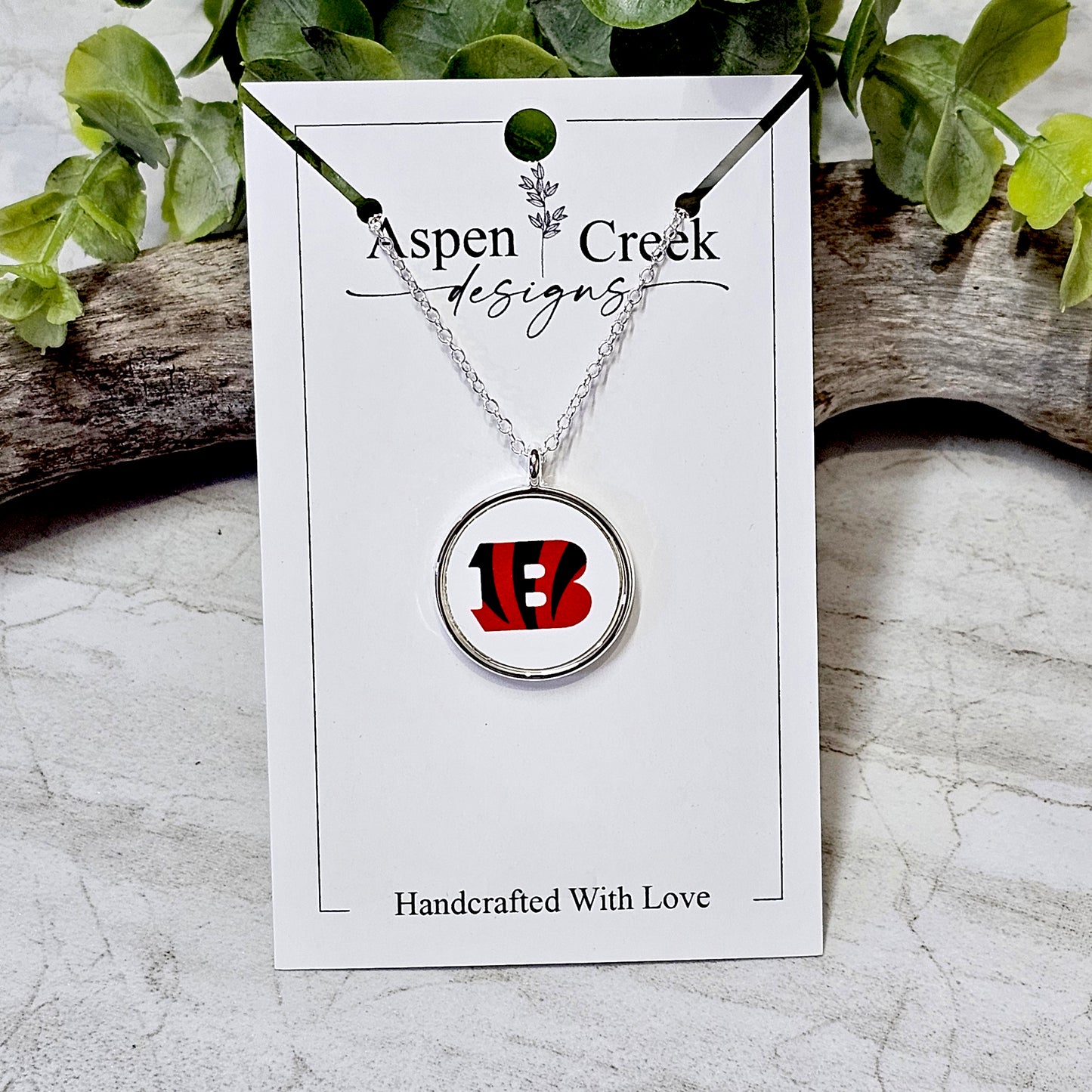 NFL Silver Bezel Sublimation Necklaces-NSN-Bengals