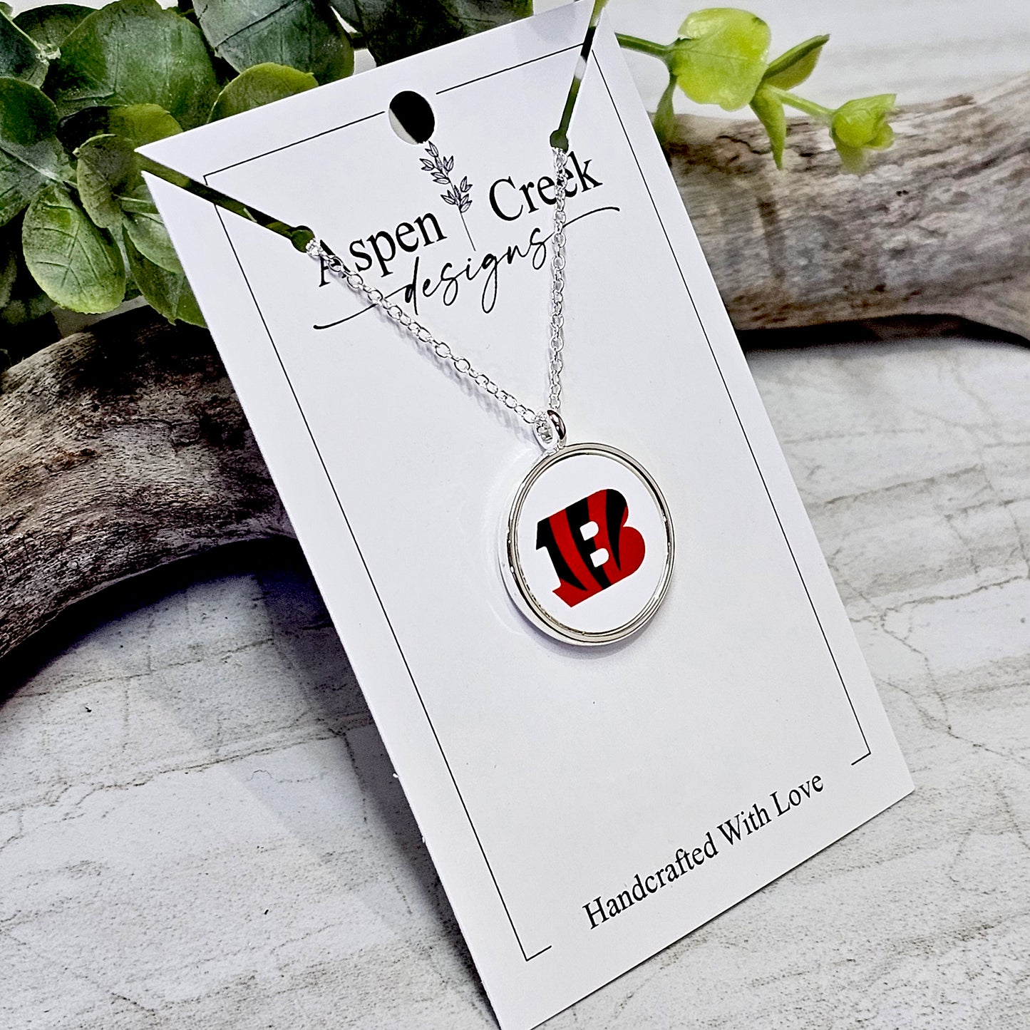 NFL Silver Bezel Sublimation Necklaces-NSN-Bengals