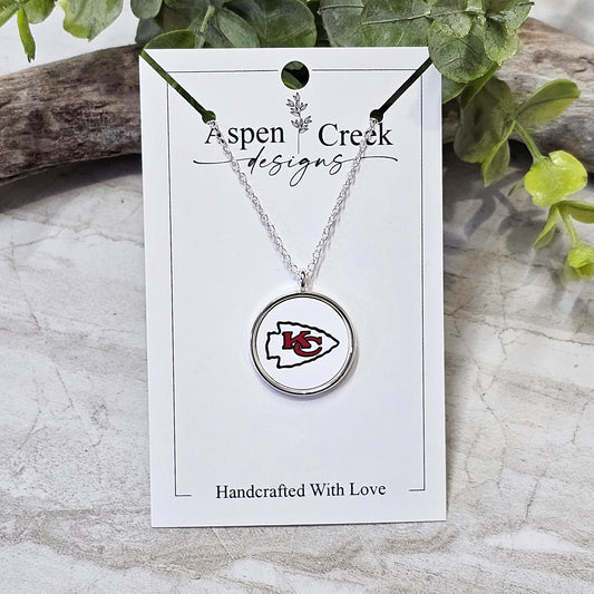 NFL Silver Bezel Sublimation Necklaces-NSN-Chiefs