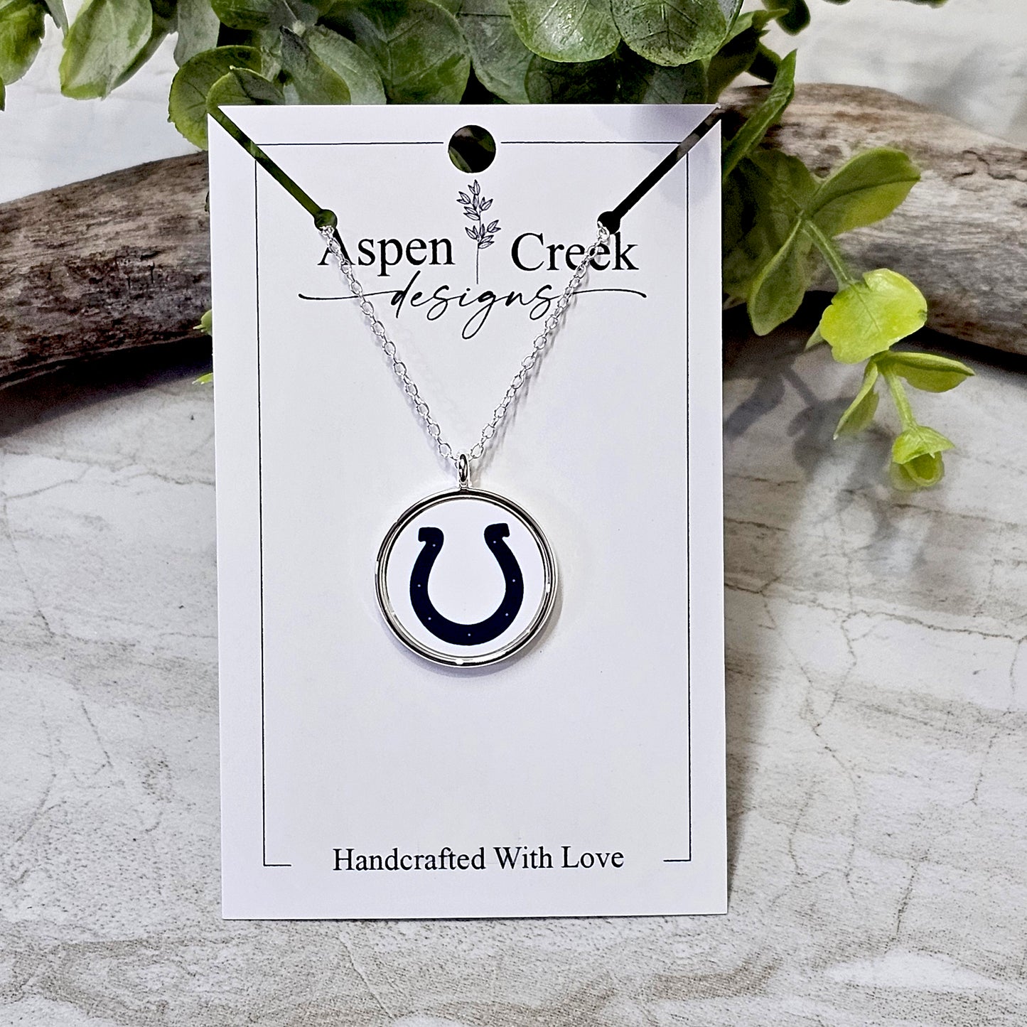 NFL Silver Bezel Sublimation Necklaces-NSN-Colts