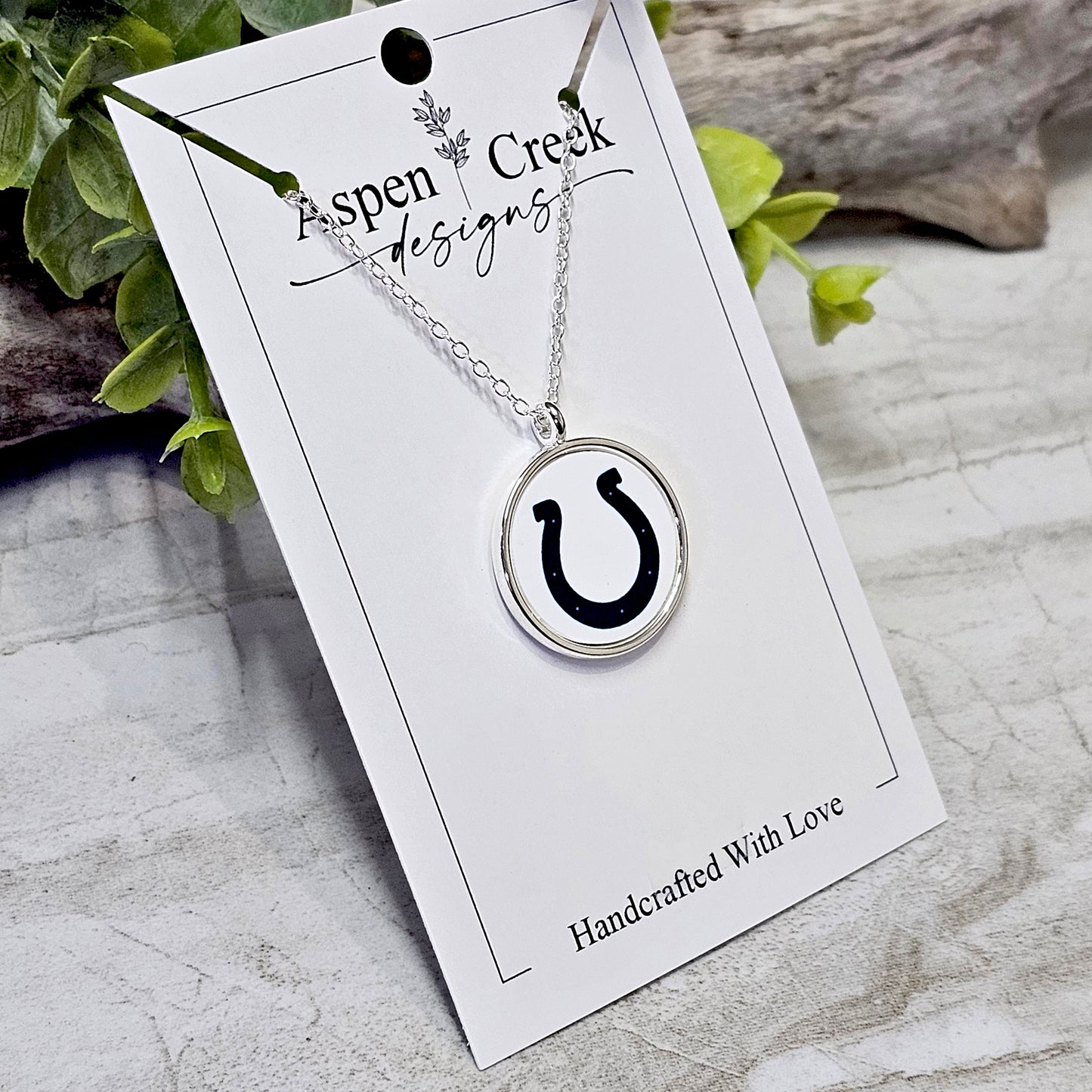 NFL Silver Bezel Sublimation Necklaces-NSN-Colts