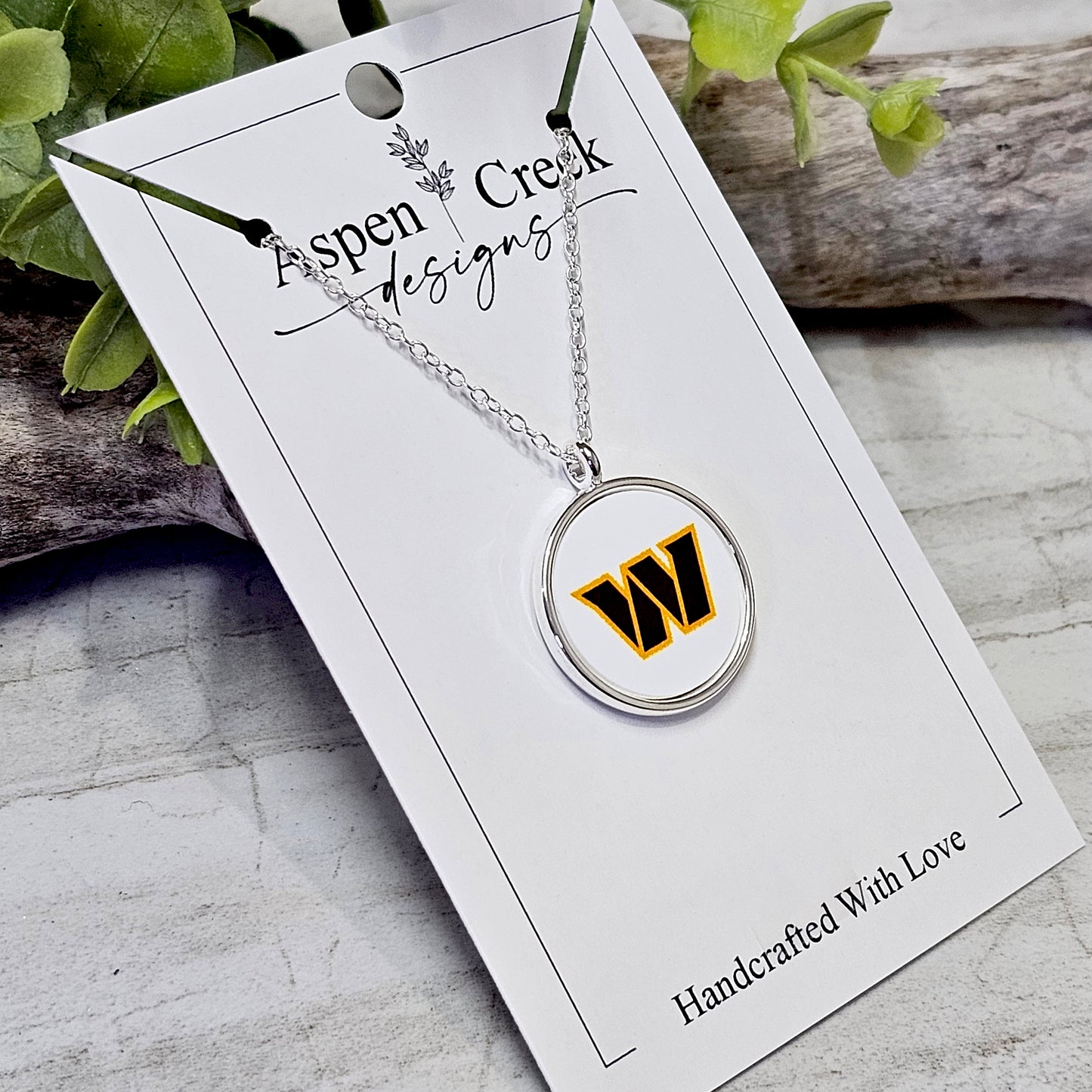 NFL Silver Bezel Sublimation Necklaces-NSN-Commanders