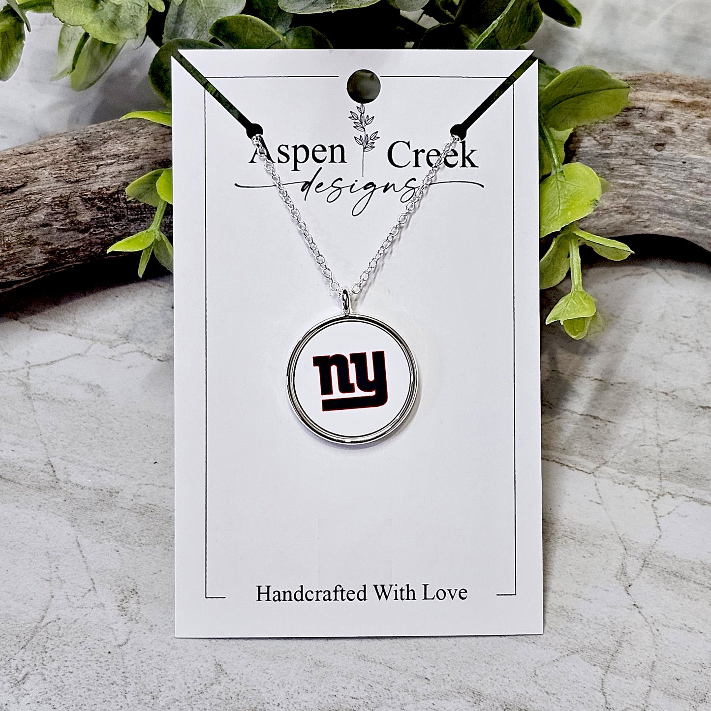 NFL Silver Bezel Sublimation Necklaces-NSN-Giants