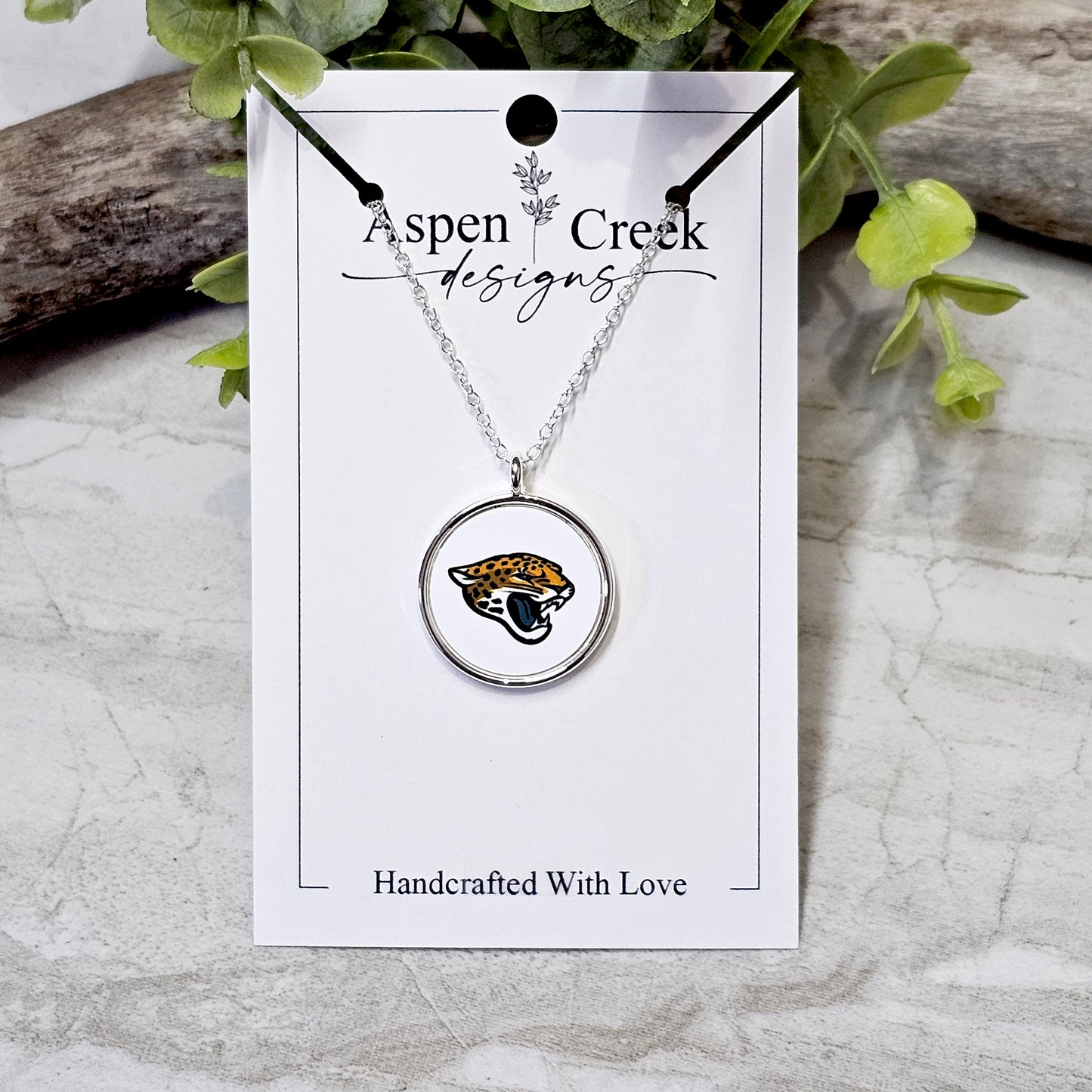 NFL Silver Bezel Sublimation Necklaces-NSN-Jaguars