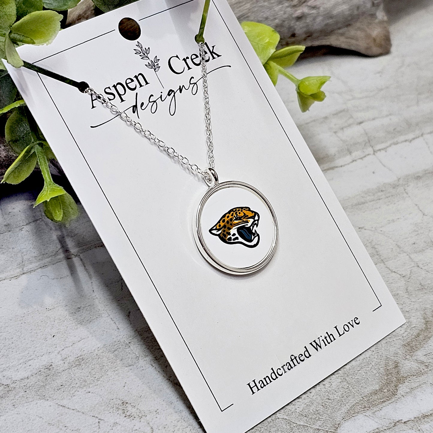 NFL Silver Bezel Sublimation Necklaces-NSN-Jaguars