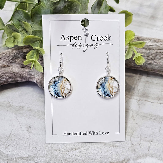 Silver Bezel Sublimation Scenic Earrings-SSB-14