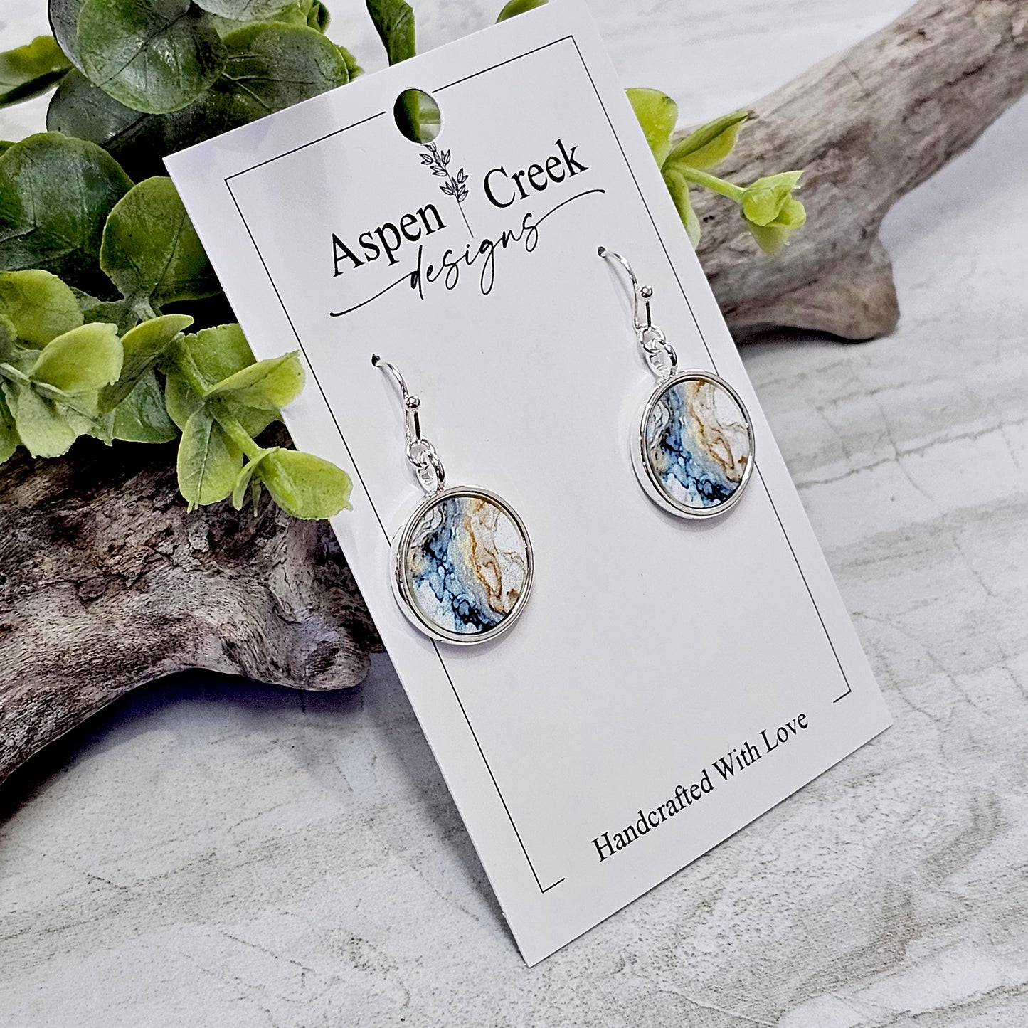 Silver Bezel Sublimation Scenic Earrings-SSB-14