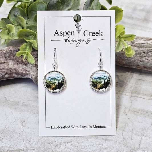 Silver Bezel Sublimation Scenic Earrings-SSB-2