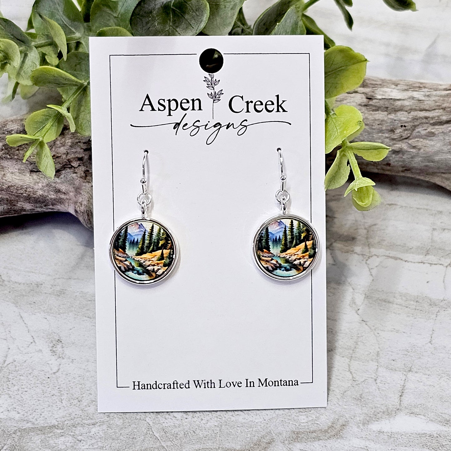 Silver Bezel Sublimation Scenic Earrings-SSB-286