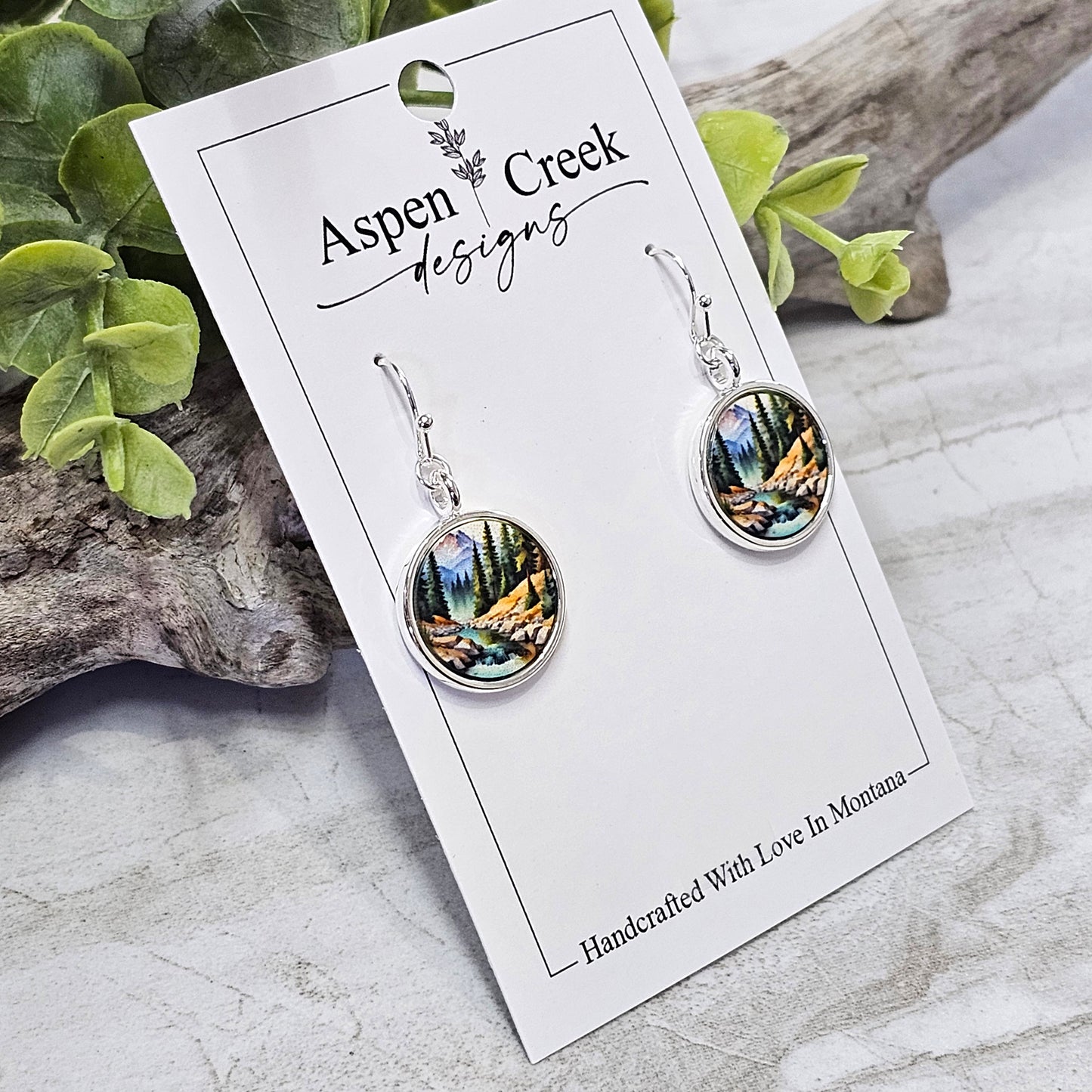 Silver Bezel Sublimation Scenic Earrings-SSB-286