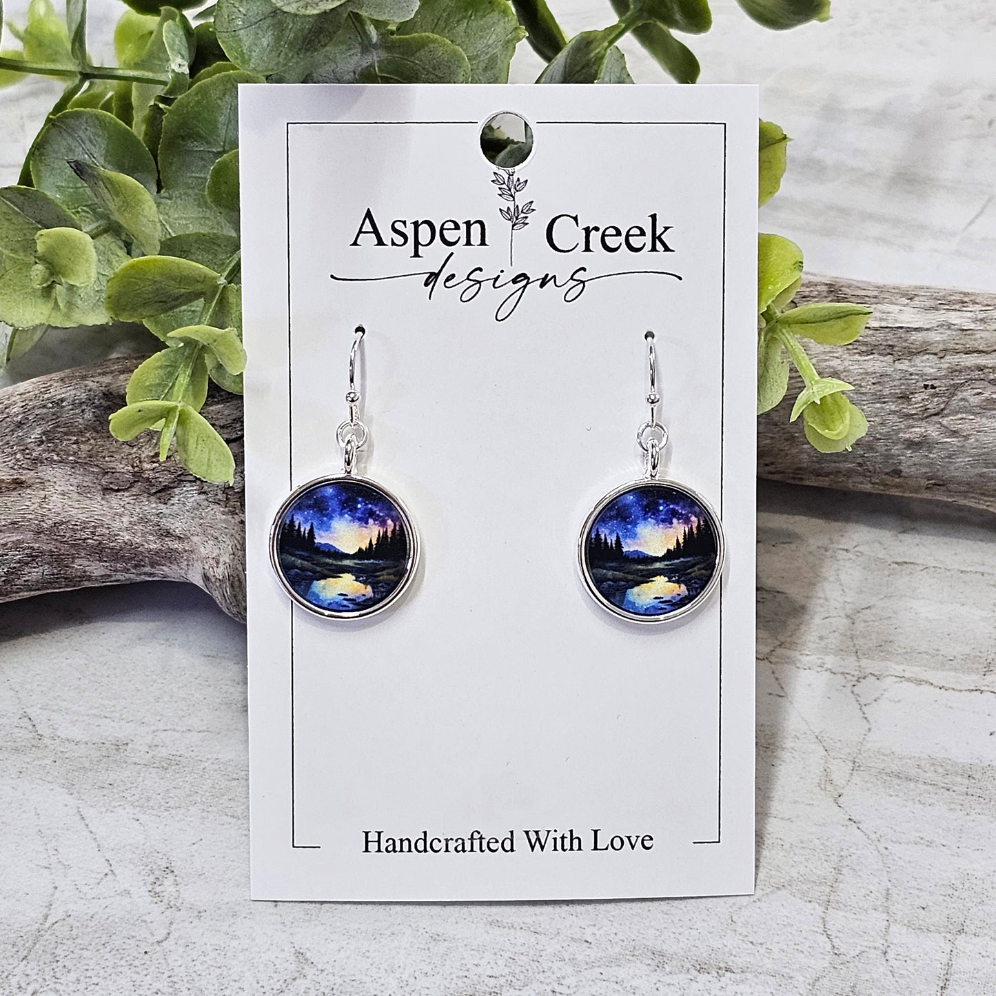 Silver Bezel Sublimation Scenic Earrings-SSB-287