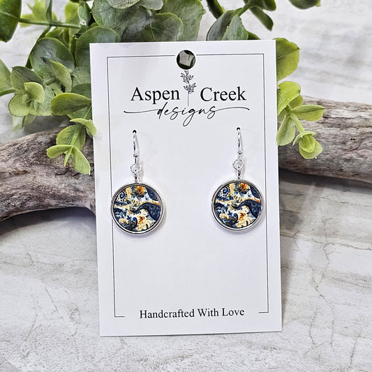 Silver Bezel Sublimation Scenic Earrings-SSB-289