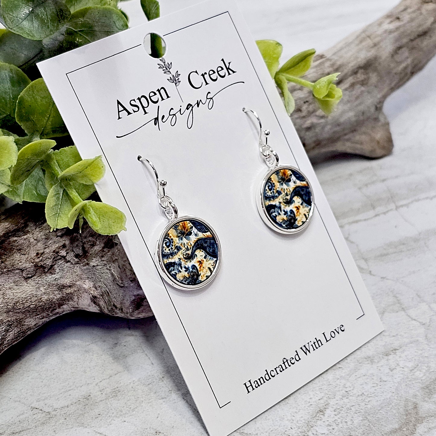 Silver Bezel Sublimation Scenic Earrings-SSB-289