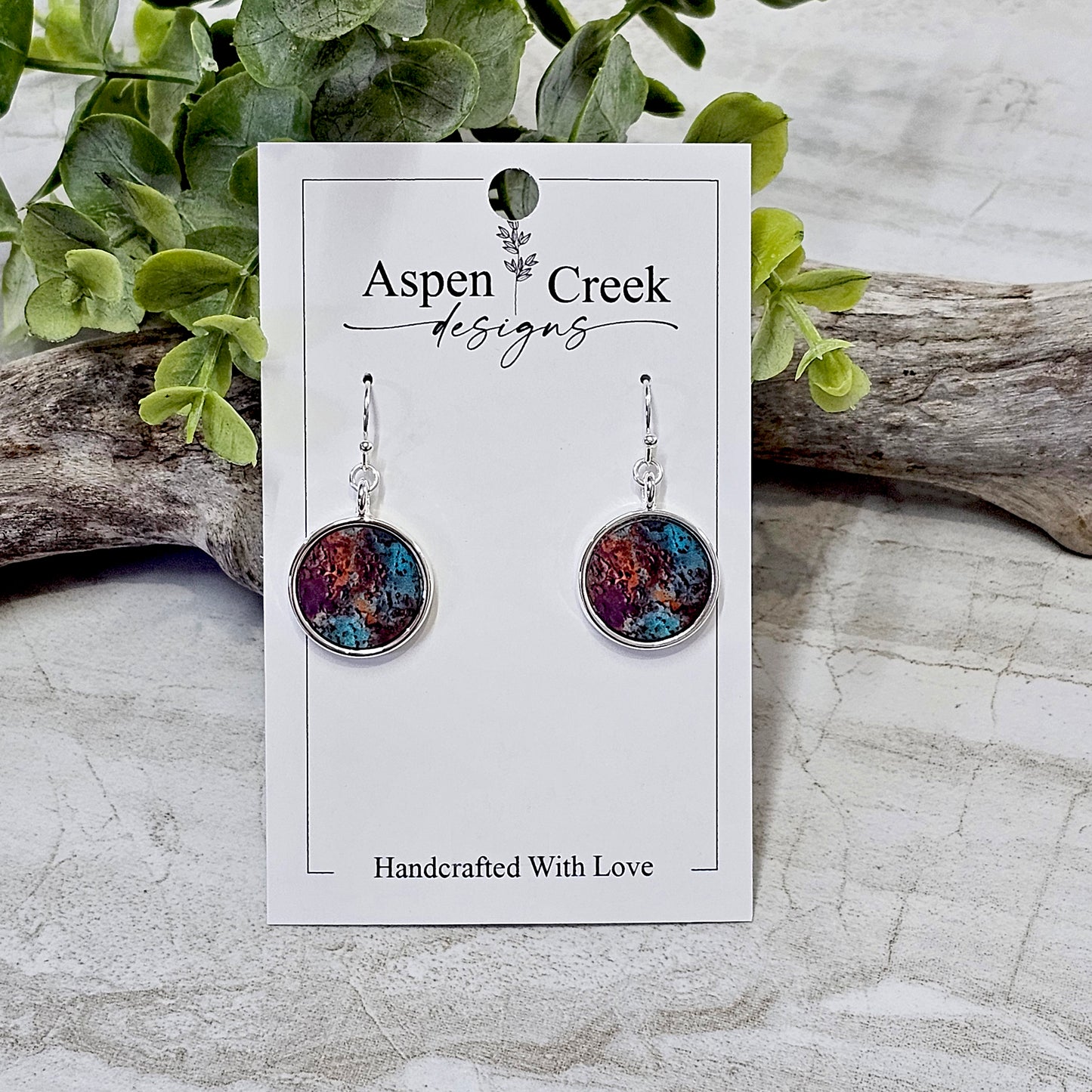 Silver Bezel Sublimation Scenic Earrings-SSB-290