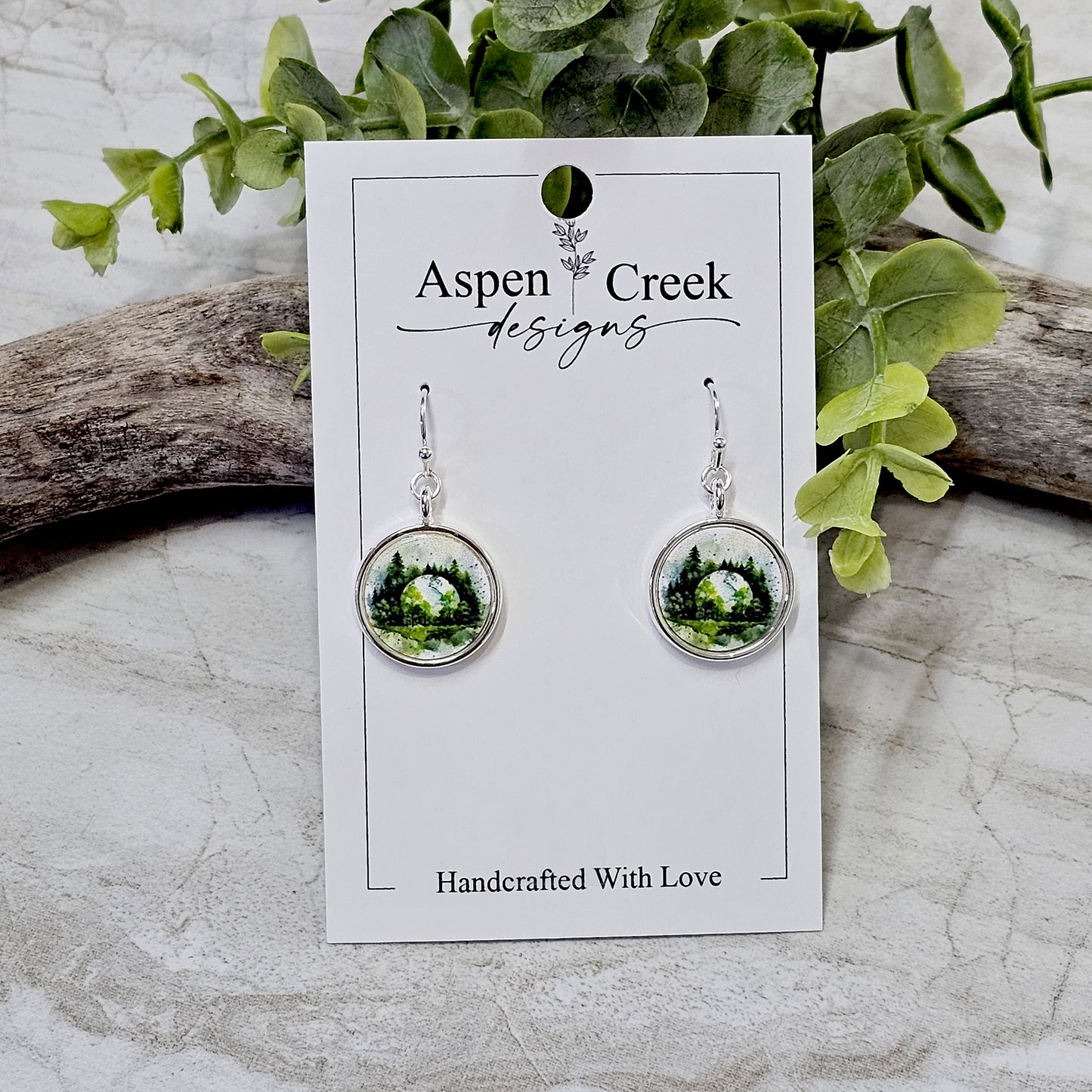 Silver Bezel Sublimation Scenic Earrings-SSB-291