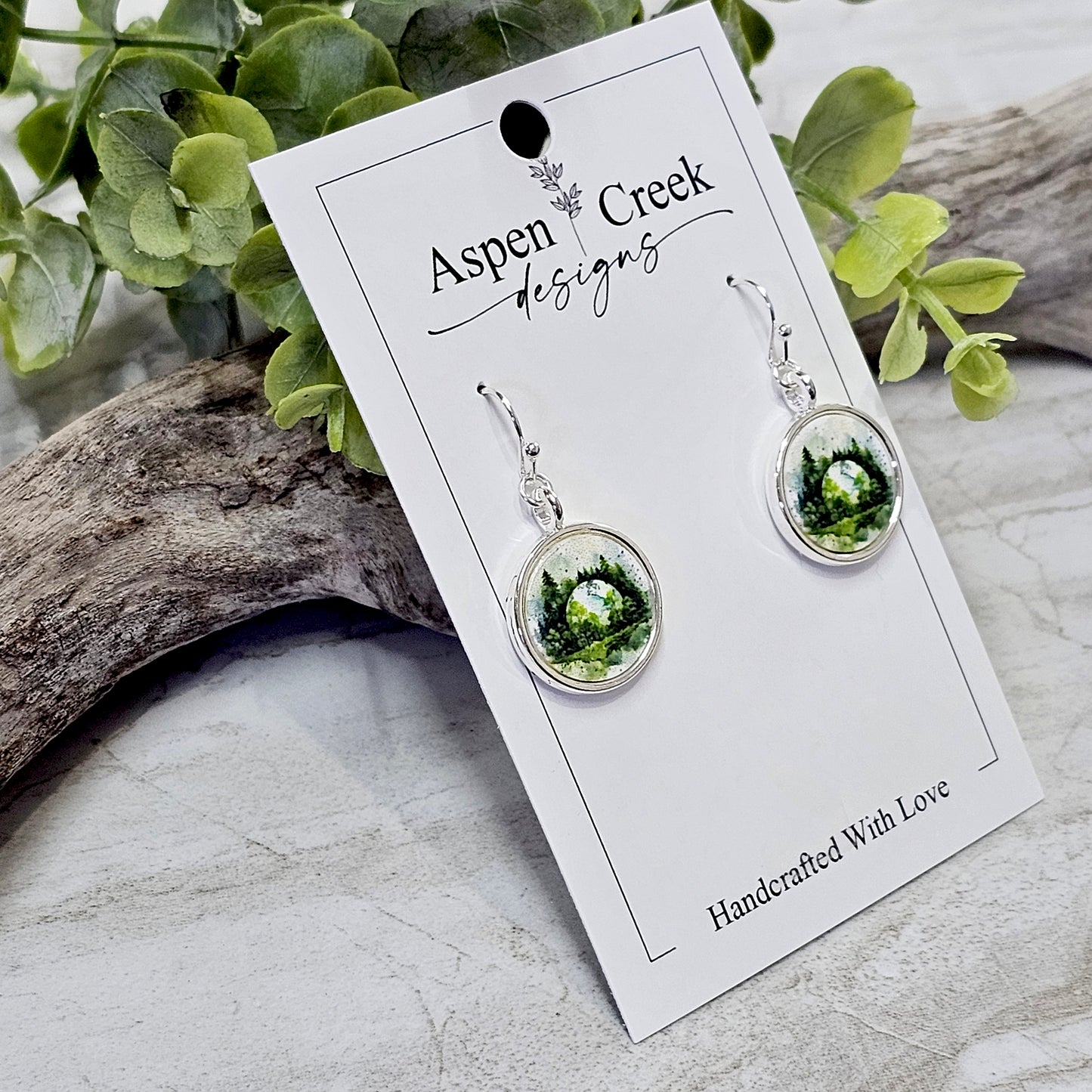 Silver Bezel Sublimation Scenic Earrings-SSB-291