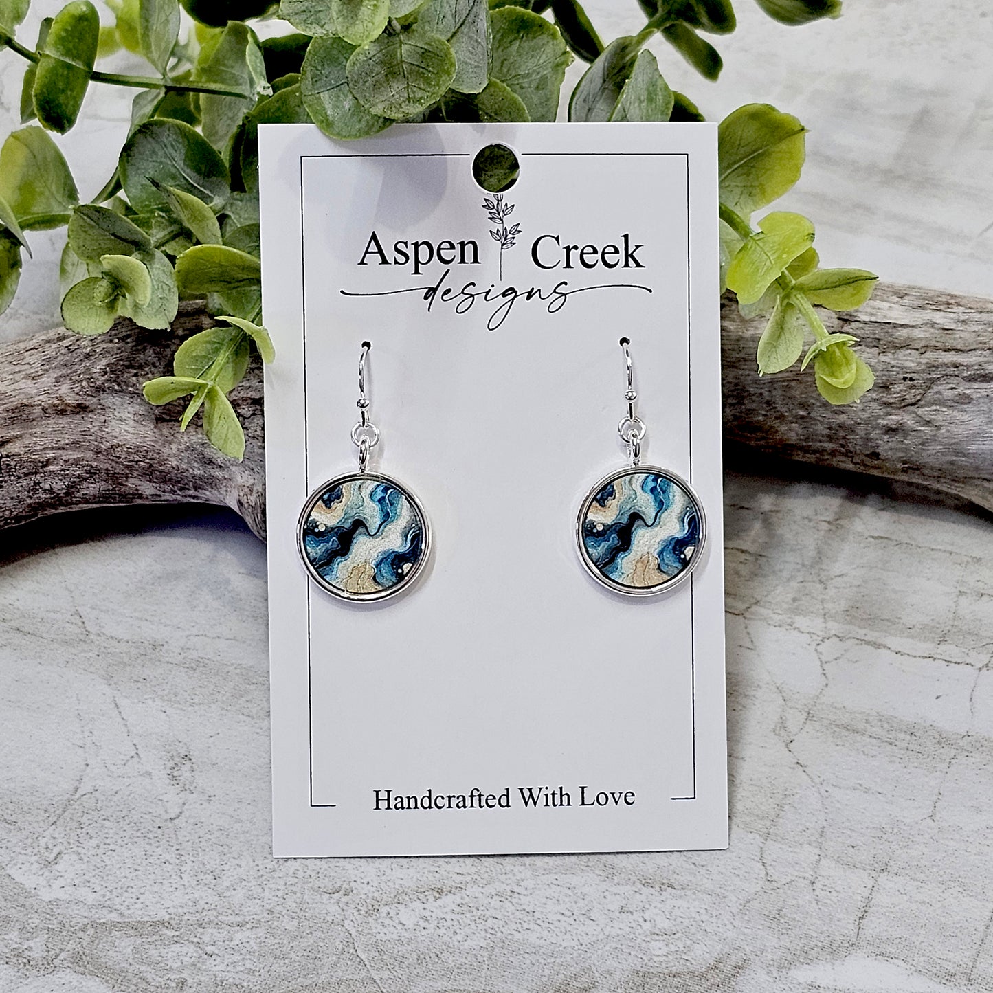 Silver Bezel Sublimation Scenic Earrings-SSB-293