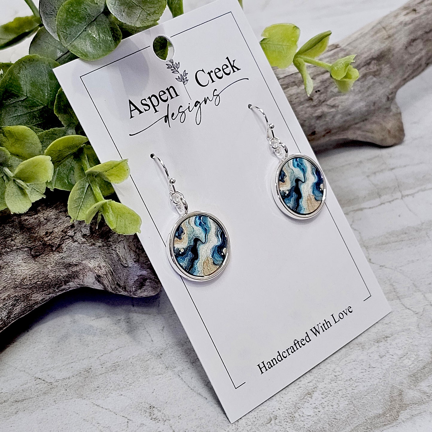 Silver Bezel Sublimation Scenic Earrings-SSB-284