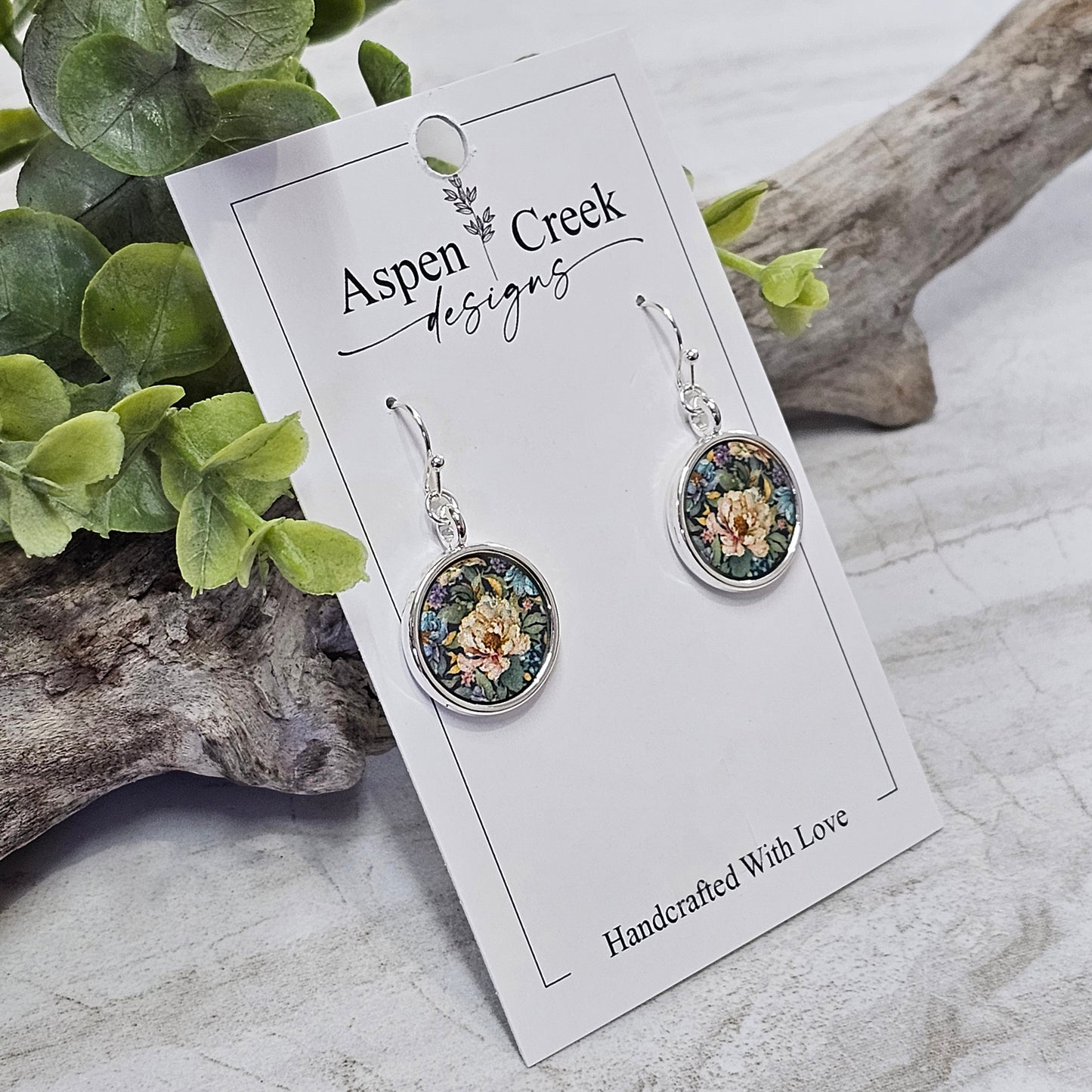 Silver Bezel Sublimation Scenic Earrings-SSB-294