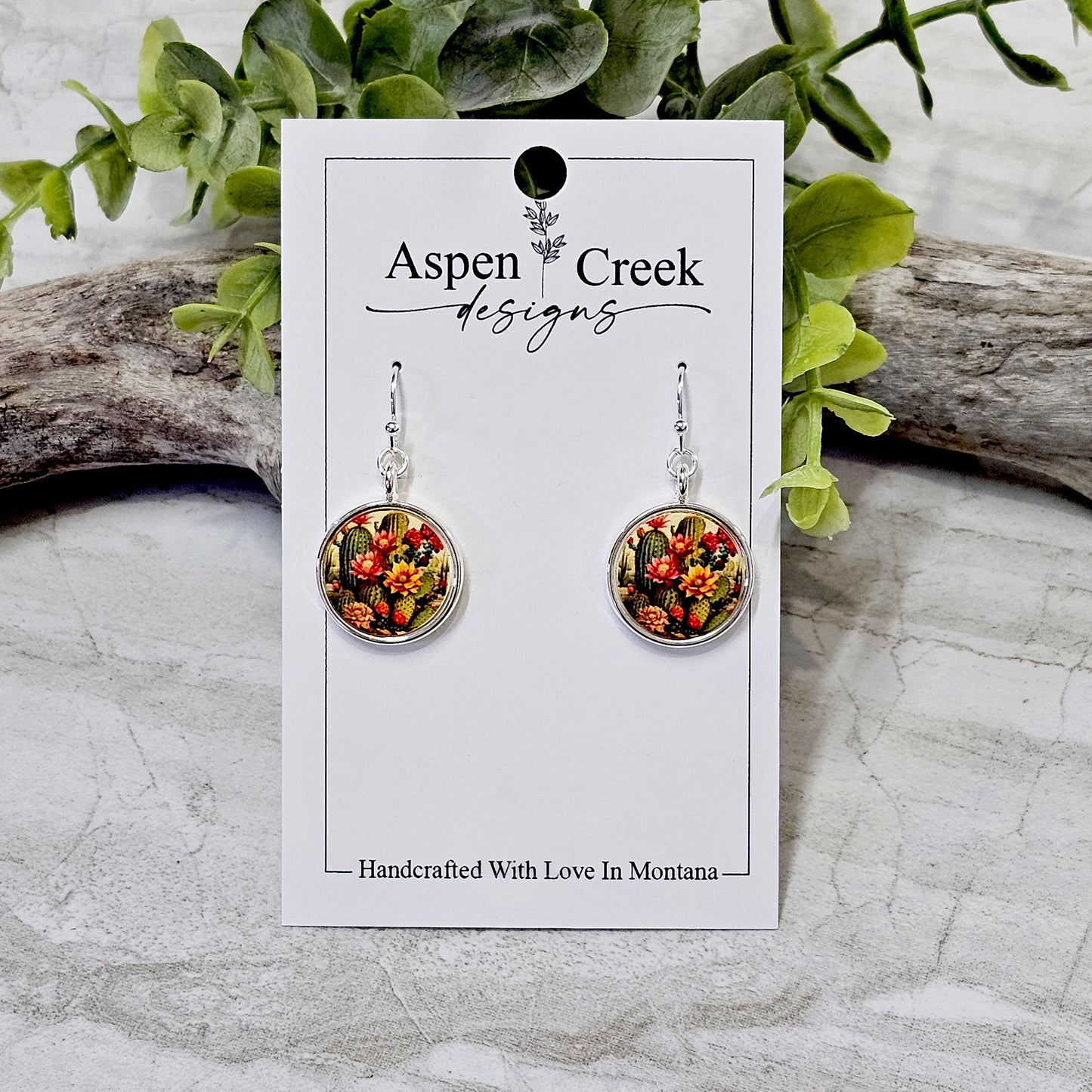 Silver Bezel Sublimation Scenic Earrings-SSB-295