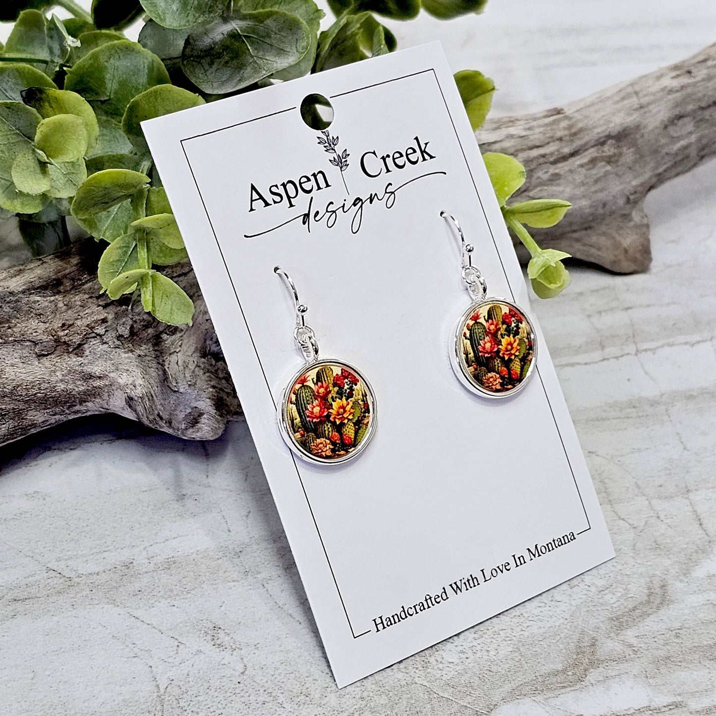 Silver Bezel Sublimation Scenic Earrings-SSB-295