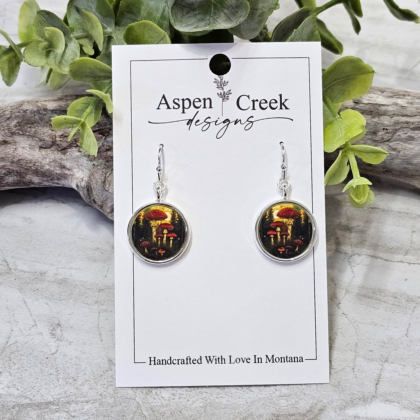 Silver Bezel Sublimation Scenic Earrings-SSB-296