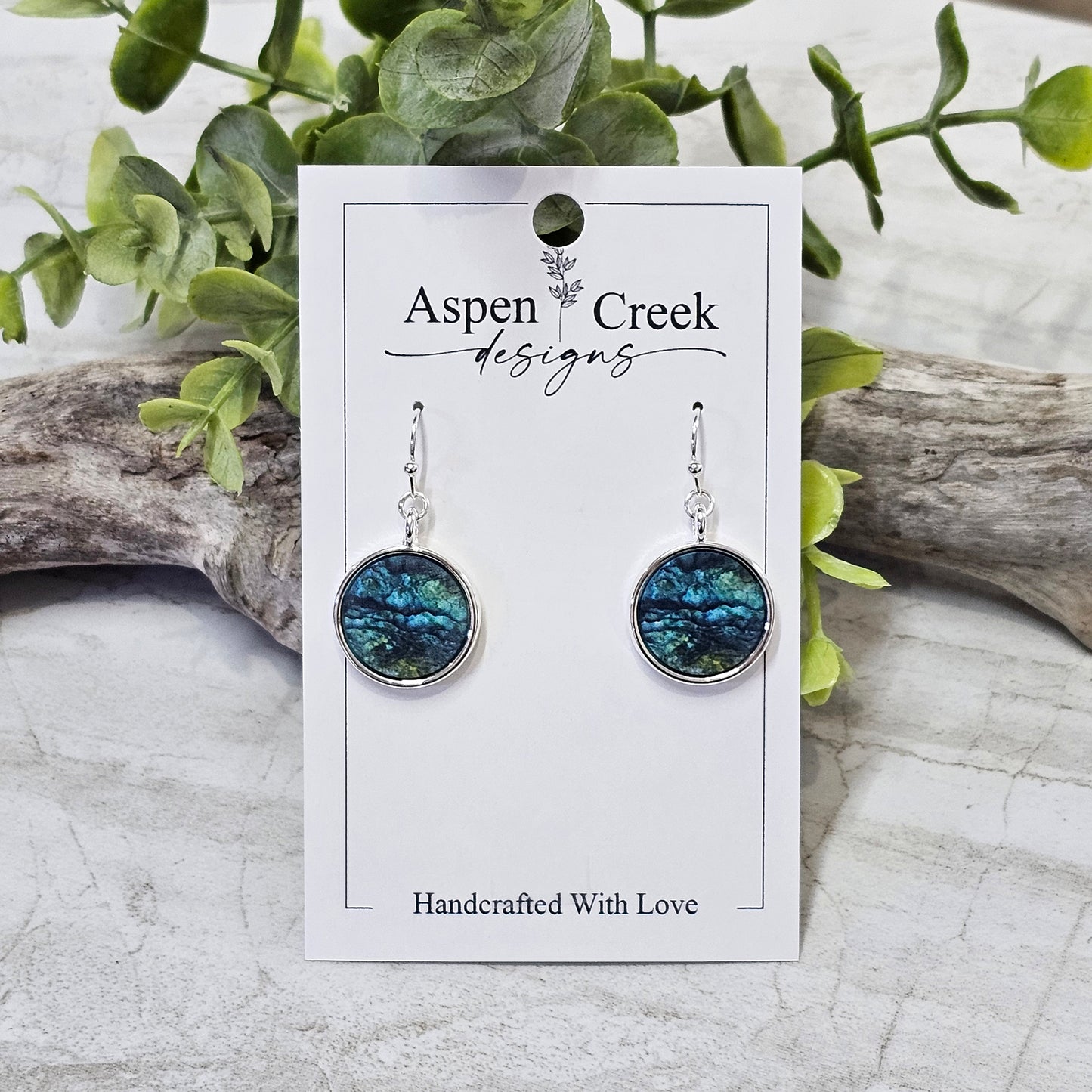 Silver Bezel Sublimation Scenic Earrings-SSB-298