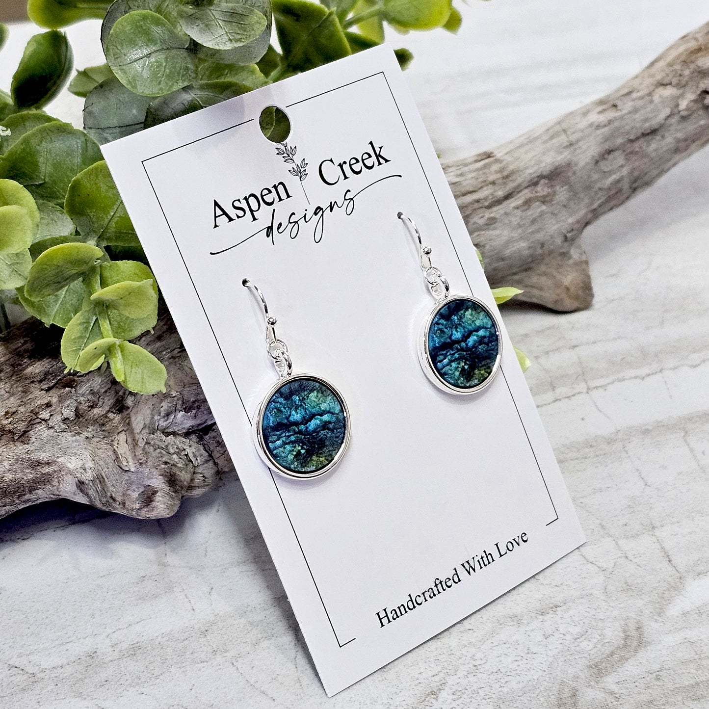 Silver Bezel Sublimation Scenic Earrings-SSB-298