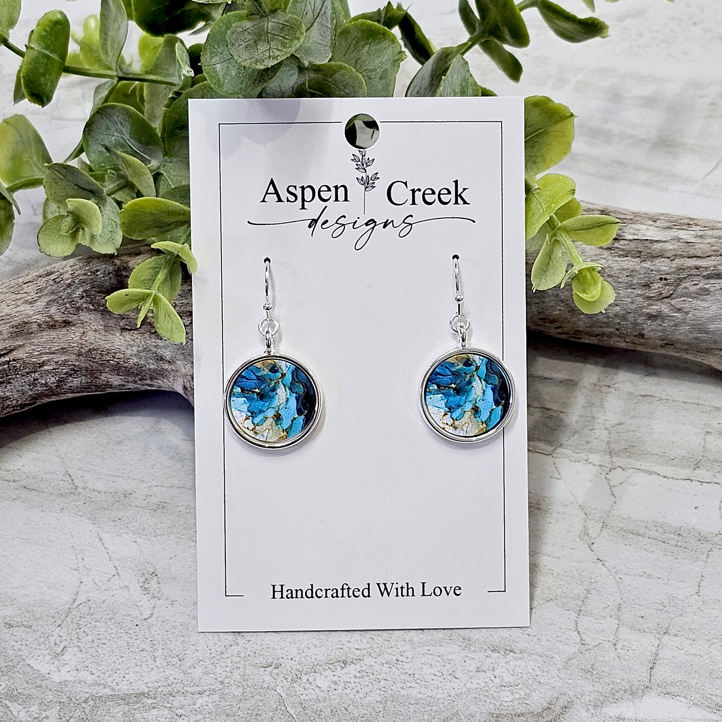 Silver Bezel Sublimation Scenic Earrings-SSB-56