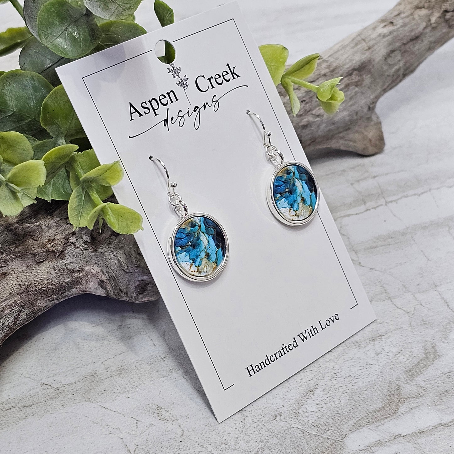 Silver Bezel Sublimation Scenic Earrings-SSB-56