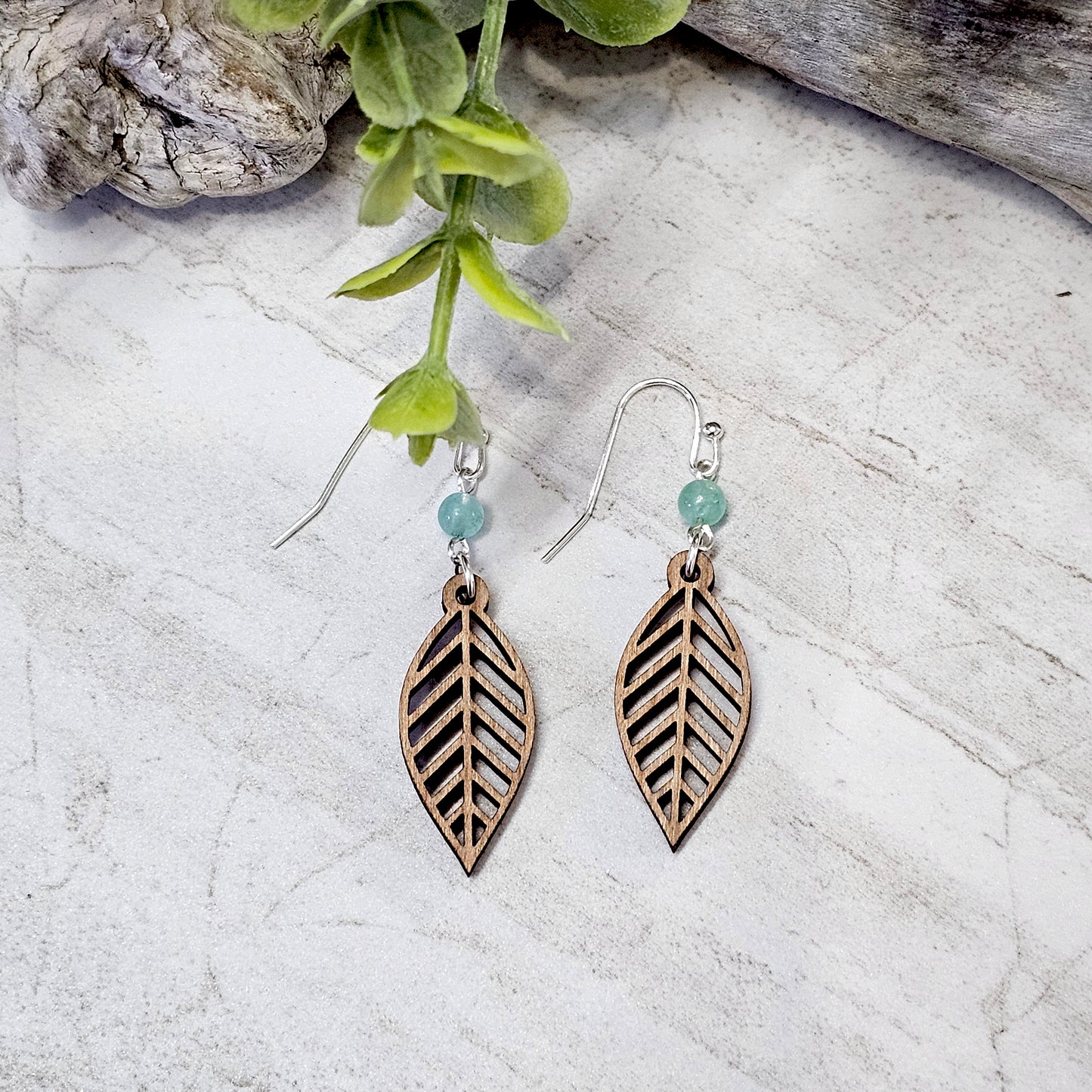 Wood And Beads Earrings-WB-1