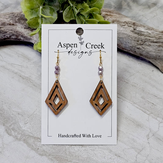 Wood And Beads Earrings-WB-12