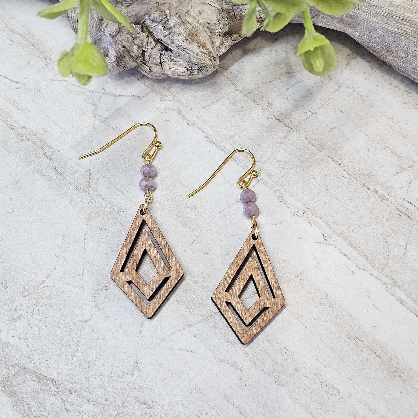 Wood And Beads Earrings-WB-12