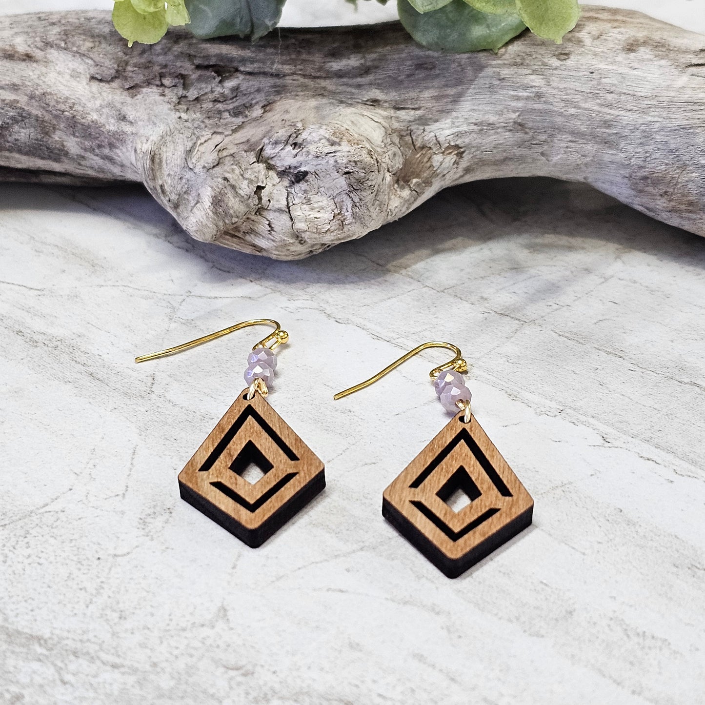 Wood And Beads Earrings-WB-12