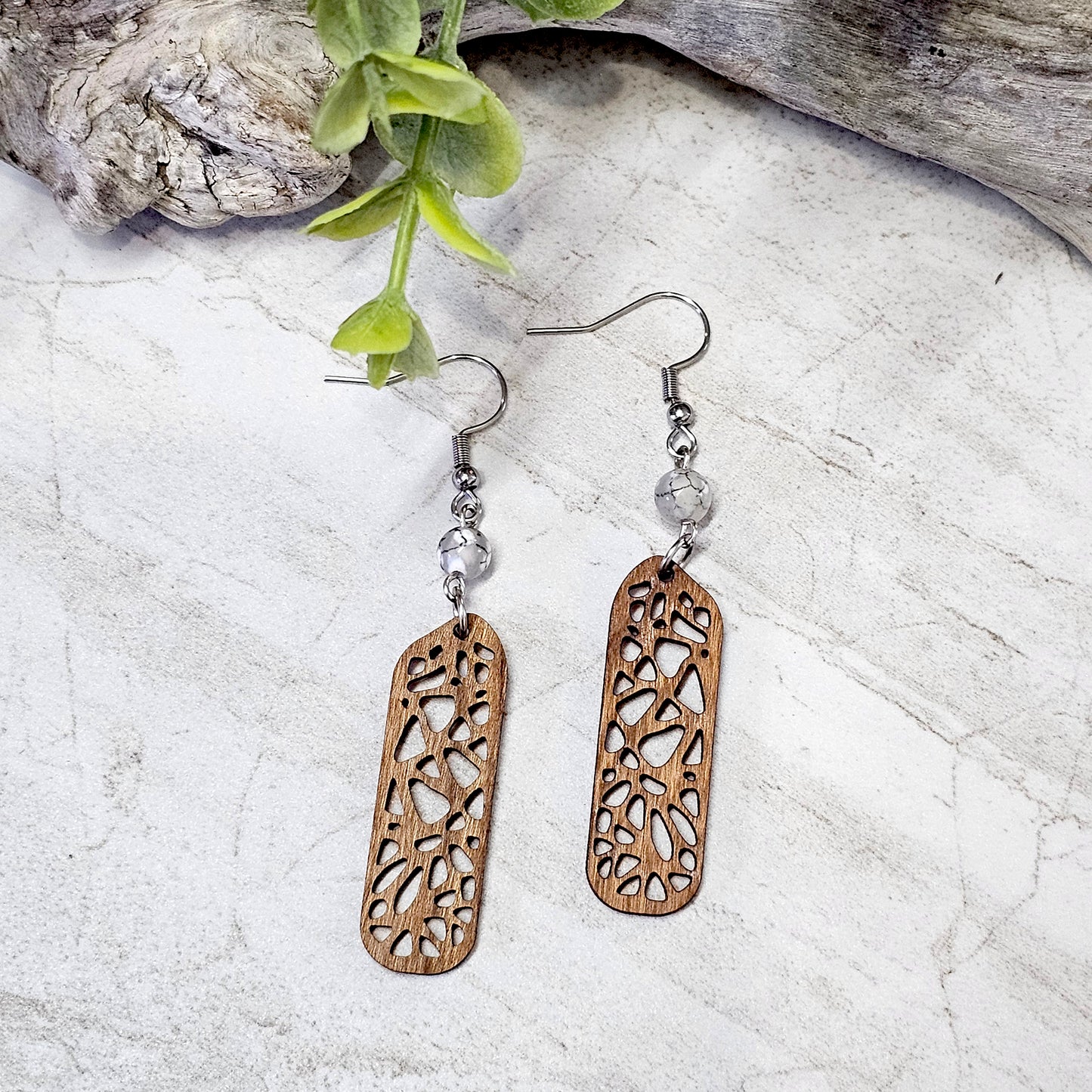 Wood And Beads Earrings-WB-2